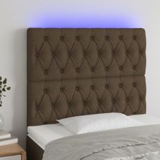Tête de lit à LED Marron foncé 100x7x118/128 cm Tissu