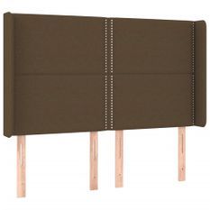 Tête de lit à LED Marron foncé 147x16x118/128 cm Tissu