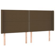Tête de lit à LED Marron foncé 163x16x118/128 cm Tissu