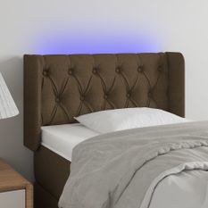 Tête de lit à LED Marron foncé 83x16x78/88 cm Tissu
