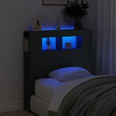 Tête de lit à LED noir 100x18,5x103,5 cm bois d'ingénierie