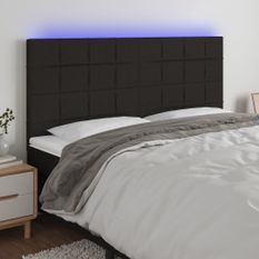 Tête de lit à LED Noir 200x5x118/128 cm Tissu