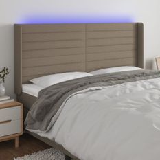 Tête de lit à LED Taupe 183x16x118/128 cm Tissu