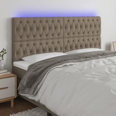 Tête de lit à LED Taupe 200x7x118/128 cm Tissu