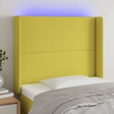 Tête de lit à LED Vert 103x16x118/128 cm Tissu