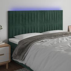 Tête de lit à LED Vert foncé 160x5x118/128 cm Velours