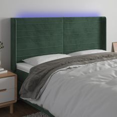 Tête de lit à LED Vert foncé 163x16x118/128 cm Velours