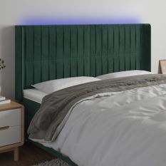 Tête de lit à LED Vert foncé 163x16x118/128 cm Velours