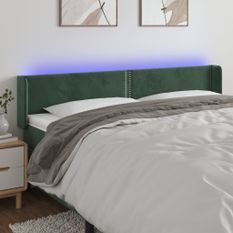 Tête de lit à LED Vert foncé 163x16x78/88 cm Velours