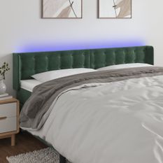 Tête de lit à LED Vert foncé 163x16x78/88 cm Velours