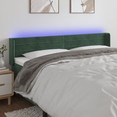 Tête de lit à LED Vert foncé 203x16x78/88 cm Velours