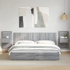 Tête de lit avec armoires sonoma gris 200 cm bois d'ingénierie