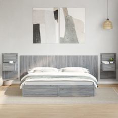 Tête de lit avec armoires sonoma gris 240 cm bois d'ingénierie