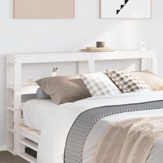 Tête de lit avec étagères blanc 140 cm bois massif de pin