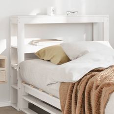 Tête de lit avec étagères blanc 75 cm bois massif de pin