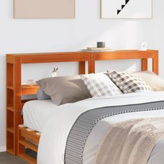 Tête de lit avec étagères marron cire 120 cm bois massif de pin