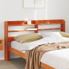 Tête de lit avec étagères marron cire 120 cm bois massif de pin