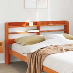 Tête de lit avec étagères marron cire 140 cm bois massif de pin