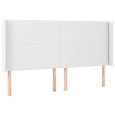 Tête de lit avec oreilles Blanc 163x16x118/128 cm Similicuir