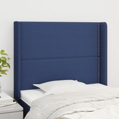 Tête de lit avec oreilles Bleu 103x16x118/128 cm Tissu