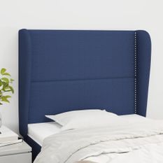 Tête de lit avec oreilles Bleu 103x23x118/128 cm Tissu