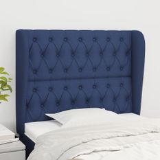 Tête de lit avec oreilles Bleu 103x23x118/128 cm Tissu