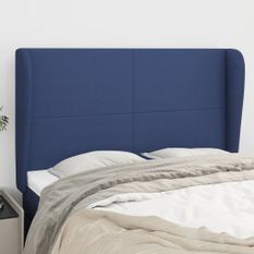 Tête de lit avec oreilles Bleu 147x23x118/128 cm Tissu