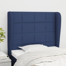 Tête de lit avec oreilles Bleu 83x23x118/128 cm Tissu