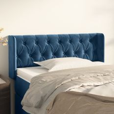 Tête de lit avec oreilles Bleu foncé 103x16x78/88 cm Velours