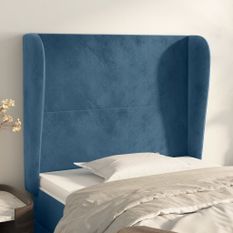 Tête de lit avec oreilles Bleu foncé 103x23x118/128 cm Velours