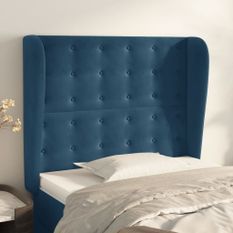 Tête de lit avec oreilles Bleu foncé 103x23x118/128 cm Velours