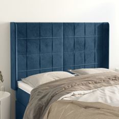 Tête de lit avec oreilles Bleu foncé 147x16x118/128 cm Velours