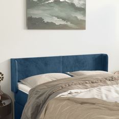 Tête de lit avec oreilles Bleu foncé 147x16x78/88 cm Velours