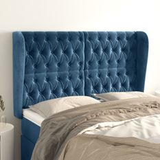 Tête de lit avec oreilles Bleu foncé 147x23x118/128 cm Velours