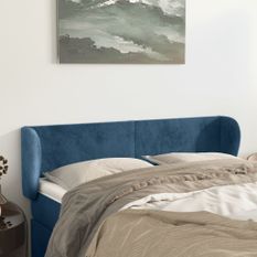 Tête de lit avec oreilles Bleu foncé 147x23x78/88 cm Velours