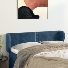 Tête de lit avec oreilles Bleu foncé 147x23x78/88 cm Velours