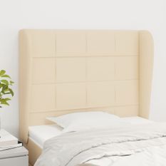 Tête de lit avec oreilles Crème 103x23x118/128 cm Tissu