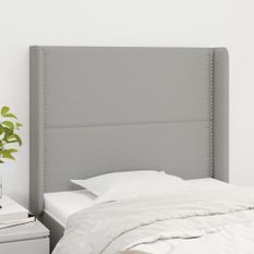 Tête de lit avec oreilles Gris clair 103x16x118/128 cm Tissu