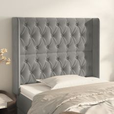 Tête de lit avec oreilles Gris clair 103x16x118/128 cm Velours