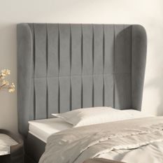 Tête de lit avec oreilles Gris clair 103x23x118/128 cm Velours