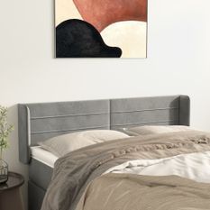 Tête de lit avec oreilles Gris clair 147x16x78/88 cm Velours