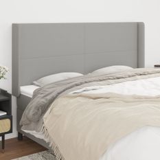 Tête de lit avec oreilles Gris clair 203x16x118/128 cm Tissu