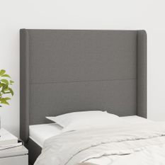 Tête de lit avec oreilles Gris foncé 103x16x118/128 cm Tissu