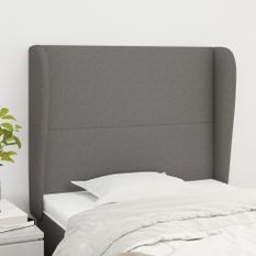 Tête de lit avec oreilles Gris foncé 103x23x118/128 cm Tissu