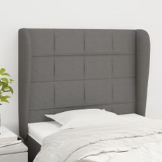 Tête de lit avec oreilles Gris foncé 103x23x118/128 cm Tissu