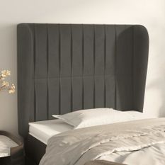 Tête de lit avec oreilles Gris foncé 103x23x118/128 cm Velours