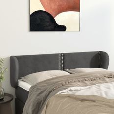 Tête de lit avec oreilles Gris foncé 147x23x78/88 cm Velours