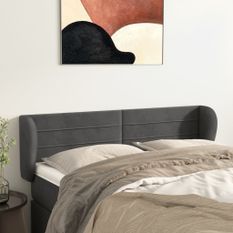 Tête de lit avec oreilles Gris foncé 147x23x78/88 cm Velours