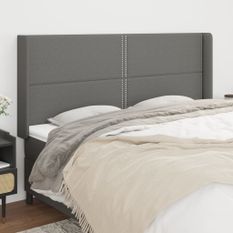 Tête de lit avec oreilles Gris foncé 163x16x118/128 cm Tissu