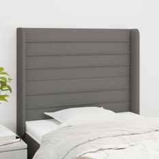 Tête de lit avec oreilles Gris foncé 83x16x118/128 cm Tissu